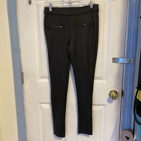 Y2K Express Leggings Women M Black Elastic Mid Waist Stretch PullOn Ready To Wow - Picture 6 of 7